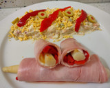 Foto del paso 12 de la receta: Ensaladilla rusa y espárragos envueltos en jamón, queso y pimientos