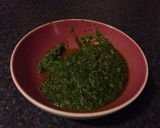 A picture of step 4 of Gnocchi with basil pesto.