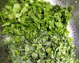 A picture of step 1 of Spinach Methi leaves bhajiya.
