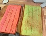 A picture of step 1 of Christmas Battenberg 🎄.