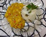 Foto del paso 6 de la receta: Pollo al curry con timbal de arroz con chauchas