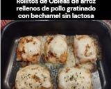 Foto del paso 10 de la receta: Rollitos de Obleas de arroz rellenos de pollo gratinado con bechamel sin lactosa