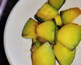 A picture of step 2 of Khatta meetha pumpkin.