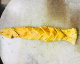 A picture of step 11 of #Karela,fish,layers,flower,  net and triangle shaped Nimkis.