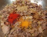 A picture of step 2 of Achaari Keema Matar (mutton).