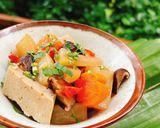 Hình bước làm 2 của món Củ cải kho chả lụa, nấm hương