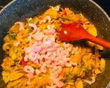 A picture of step 5 of Stir fry Brussels sprouts with prawns.