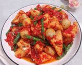 Foto langkah ke 4 dari resep Sambal Campur (Tahu, Teri, Telur Puyuh, Kacang Panjang).