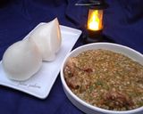 A picture of step 4 of Tuwo with Okro soup.