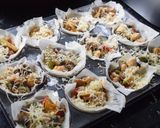 A picture of step 2 of Chicken/veggie baskets.