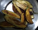 A picture of step 1 of Begun Posto (Bengali Eggplant with Poppy Seeds).