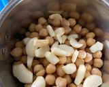 A picture of step 1 of Whole moong beans & chickpea hummus.