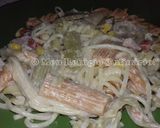Foto do passo 1 de Massa com Cogumelos, Chouriço, Fiambre e Milho - FussionCook