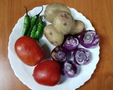 A picture of step 2 of Bok choy & potato sabzi 🥔🧅🍅.