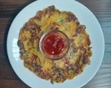 A picture of step 6 of Moong dal cabbege uttapa.