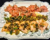 Svéd 🇸🇪Carpaccio lazac rostbiff és cékla szardellás vinaigrett recept fázis 3 fotója