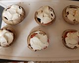 A picture of step 3 of My Pizza style stuffed portobello mushrooms.