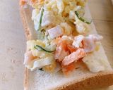 A picture of step 2 of Breakfast Potato Salad Cheese Mayo Toast.