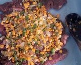 A picture of step 5 of Vegetable stuffed orange beef.