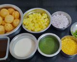 A picture of step 1 of Sev puri dahi puri.