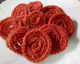 A picture of step 6 of Beetroot Chakri#foodphotographychallenge.