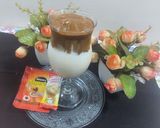 A picture of step 6 of Dalgona coffee with coffee mate.