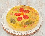Une image de l'étape 4 de Quiche sans pâte au jambon/tomates cerises.