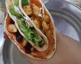 A picture of step 6 of Chicken tortilla wrap.