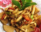 Hình bước làm 5 của món Nấm linh chi trắng xào chả chay - cho tín đồ thèm nấm 😋