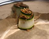 A picture of step 11 of Spicy chicken in zucchini roll-ups.
