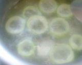 A picture of step 4 of Lauki rings with burfi.