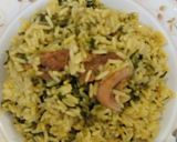 A picture of step 1 of Rice with spinach.