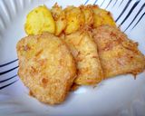 A picture of step 2 of Yam/potatoes in egg.