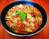 Foto del paso 5 de la receta Arroz integral con pollo y alcachofas al curry