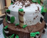 A picture of step 11 of Panda theme cake.