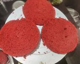 A picture of step 6 of Red velvet cake with cheese frosting.