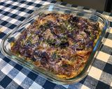 Une image de l'étape 19 de Gratin de pommes de terre vitelotte et chou blanc au parmesan,oignon de roscoff et curry.