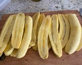 A picture of step 1 of Pastelon aka plantain lasagna.