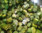 A picture of step 2 of Green sabzis (Bhindi).