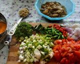 A picture of step 3 of Khandeshi spicy green brinjal Bharta.