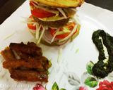 A picture of step 14 of Semolina Avocado cake  veg burger with dal tikki  and stick.