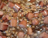 A picture of step 2 of Cheesy Beef Beenie Weenies.