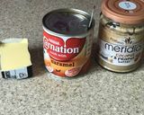 A picture of step 1 of Caramel peanut and coconut butter squares.