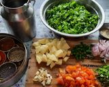 A picture of step 1 of Spinach potatoes bhaji (palak batata bhaji).