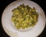 A picture of step 5 of Pesto pasta with mint and coriander.