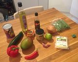 A picture of step 1 of Easy Mango Tofu Red Thai curry.