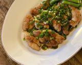 A picture of step 6 of Sweetbreads with Madeira sauce, spring onions.