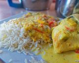 Une image de l'étape 7 de Poulet-riz-légumes vapeur au curry et curcuma.
