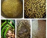A picture of step 1 of Moong chilla with stuffing.