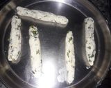 A picture of step 3 of Khandvi cigar stuff with hung curd.